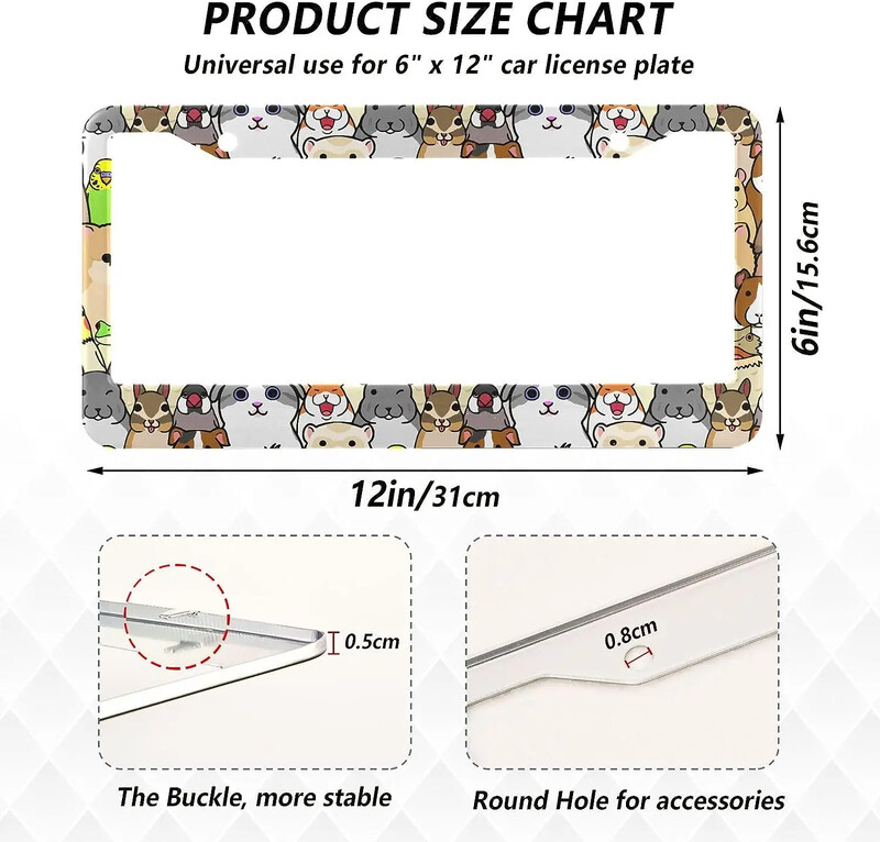 Mielas šuns raštas automobilio valstybinio numerio rėmelis, 2 pakuotės valstybinio numerio laikiklis su 2 skylučių automobilio žymų rėmeliu, skirtas moterims, vyrams, JAV transporto priemonėms