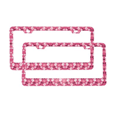 Puppy Pretty Paw Pattern numura zīmes rāmis Suņa ķepas Prints Pet 2 PCS Dekoratīvs automašīnas numura zīmes turētājs 6,3 x 12,3 collas