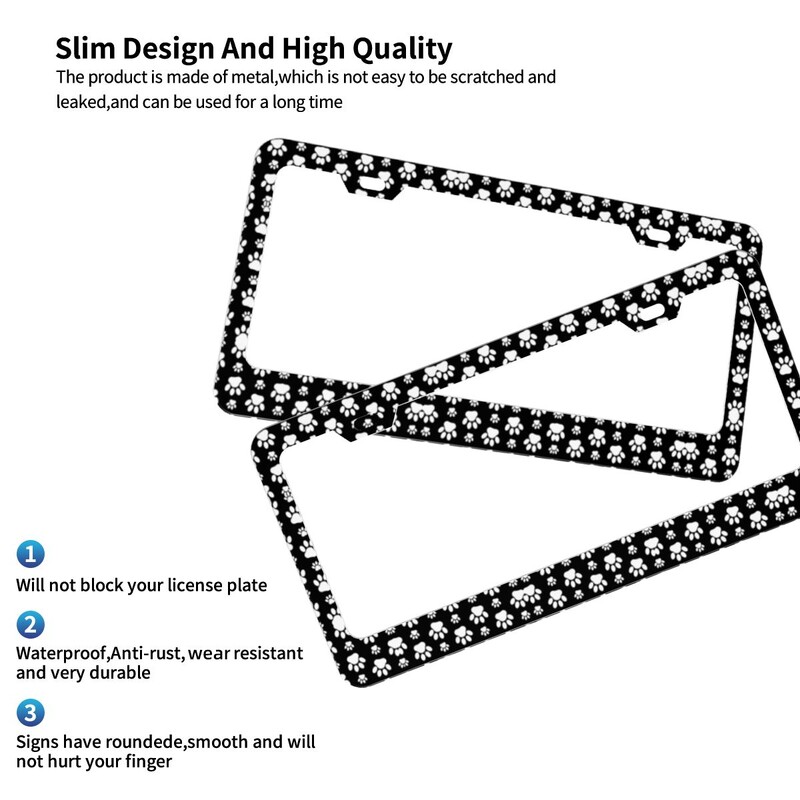 Puppy Pretty Paw Pattern Πλαίσιο πινακίδας κυκλοφορίας Dog Paws Prints Pet 2 ΤΕΜ Διακοσμητική βάση πινακίδας αυτοκινήτου 6,3x12,3 ιντσών