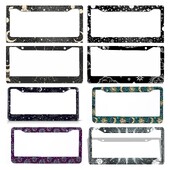 Κουφώματα πινακίδας κυκλοφορίας Moon Sun για Διακοσμητική ετικέτα αυτοκινήτου από αλουμίνιο με 2 τρύπες και βίδες καπάκια Πλαίσιο πινακίδας αυτοκινήτου για ΗΠΑ Καναδάς