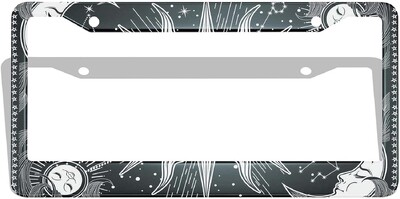 Κουφώματα πινακίδας κυκλοφορίας Moon Sun για Διακοσμητική ετικέτα αυτοκινήτου από αλουμίνιο με 2 τρύπες και βίδες καπάκια Πλαίσιο πινακίδας αυτοκινήτου για ΗΠΑ Καναδάς