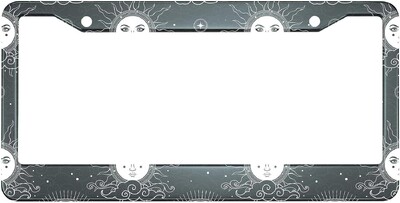 Κουφώματα πινακίδας κυκλοφορίας Moon Sun για Διακοσμητική ετικέτα αυτοκινήτου από αλουμίνιο με 2 τρύπες και βίδες καπάκια Πλαίσιο πινακίδας αυτοκινήτου για ΗΠΑ Καναδάς