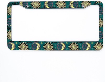 Κουφώματα πινακίδας κυκλοφορίας Moon Sun για Διακοσμητική ετικέτα αυτοκινήτου από αλουμίνιο με 2 τρύπες και βίδες καπάκια Πλαίσιο πινακίδας αυτοκινήτου για ΗΠΑ Καναδάς