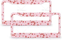 Candy Sweet Pink Christmas 2 Holes Κουφώματα πινακίδας κυκλοφορίας αλουμινίου 2 τμχ Στερεά ανθεκτικά στη σκουριά Merry Xmas Standard Πλαίσιο πινακίδας αυτοκινήτου ΗΠΑ