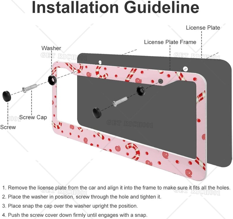 Candy Sweet Pink Christmas 2 Holes Κουφώματα πινακίδας κυκλοφορίας αλουμινίου 2 τμχ Στερεά ανθεκτικά στη σκουριά Merry Xmas Standard Πλαίσιο πινακίδας αυτοκινήτου ΗΠΑ