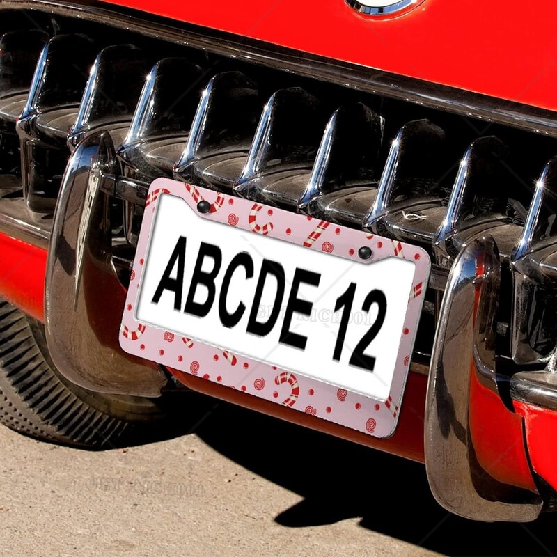 Candy Sweet Pink Christmas 2 Holes Κουφώματα πινακίδας κυκλοφορίας αλουμινίου 2 τμχ Στερεά ανθεκτικά στη σκουριά Merry Xmas Standard Πλαίσιο πινακίδας αυτοκινήτου ΗΠΑ