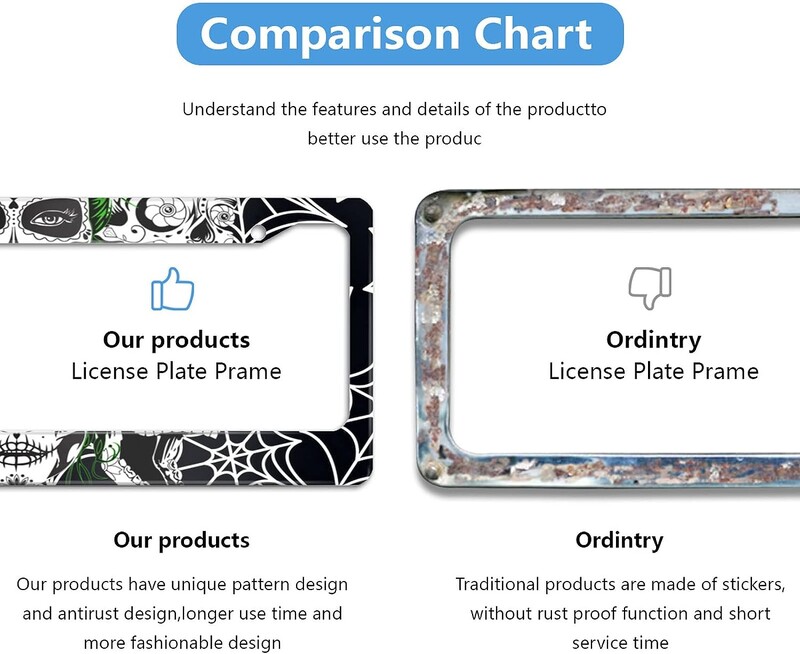 Slatka lubanja Okvir registarske pločice Dodaci za automobil Nehrđajući držač registarske pločice Ukrasni okviri za Noć vještica Okvir automobilske tablice