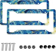 Starry Night Πλαίσια πινακίδας κυκλοφορίας 2 τμχ Πινακίδες Αξεσουάρ Αξεσουάρ Αλουμινένια ετικέτα αυτοκινήτου Τυπική πινακίδα κυκλοφορίας 6Χ12 ίντσες