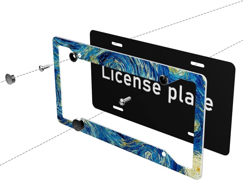 Starry Night Πλαίσια πινακίδας κυκλοφορίας 2 τμχ Πινακίδες Αξεσουάρ Αξεσουάρ Αλουμινένια ετικέτα αυτοκινήτου Τυπική πινακίδα κυκλοφορίας 6Χ12 ίντσες