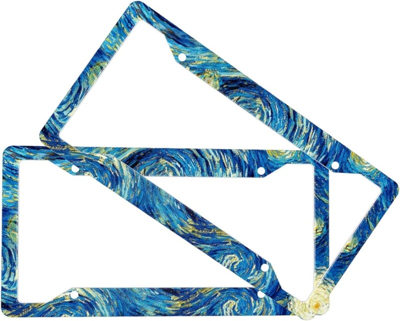 Starry Night Πλαίσια πινακίδας κυκλοφορίας 2 τμχ Πινακίδες Αξεσουάρ Αξεσουάρ Αλουμινένια ετικέτα αυτοκινήτου Τυπική πινακίδα κυκλοφορίας 6Χ12 ίντσες