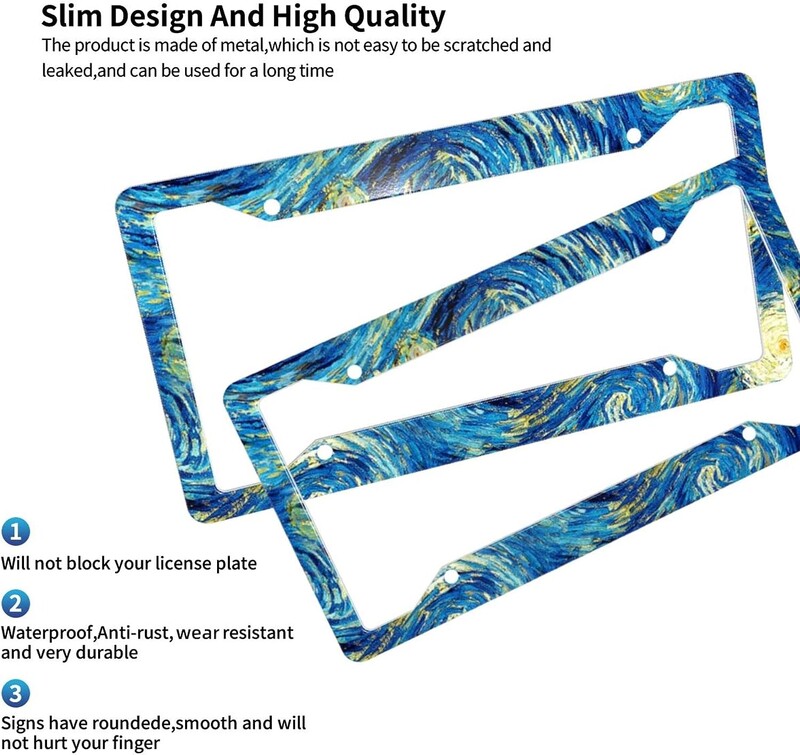 Starry Night Πλαίσια πινακίδας κυκλοφορίας 2 τμχ Πινακίδες Αξεσουάρ Αξεσουάρ Αλουμινένια ετικέτα αυτοκινήτου Τυπική πινακίδα κυκλοφορίας 6Χ12 ίντσες