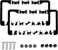 Smieklīgs, jauka kaķa raksta numura zīmes rāmis, 2 iepakojuma numura zīmes turētājs ar 2 caurumiem automašīnas etiķetes rāmi sievietēm vīriešiem, ASV transportlīdzekļiem