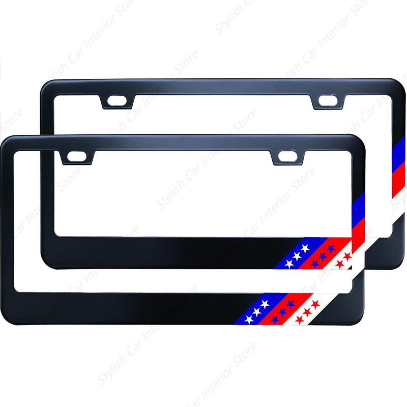 Američka zastava patriotski okvir registarske pločice 2 rupe aluminijski držač registarske pločice za žene muškarce 12 x 6 inča 2 paketa