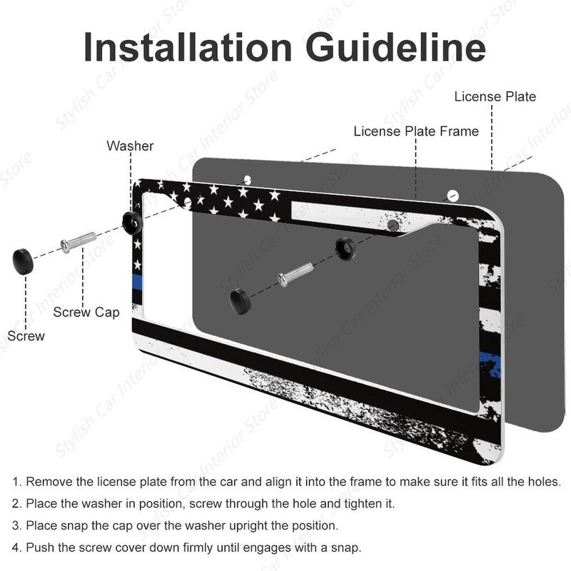 Američka zastava patriotski okvir registarske pločice 2 rupe aluminijski držač registarske pločice za žene muškarce 12 x 6 inča 2 paketa