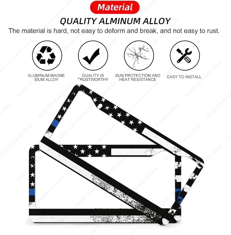Američka zastava patriotski okvir registarske pločice 2 rupe aluminijski držač registarske pločice za žene muškarce 12 x 6 inča 2 paketa