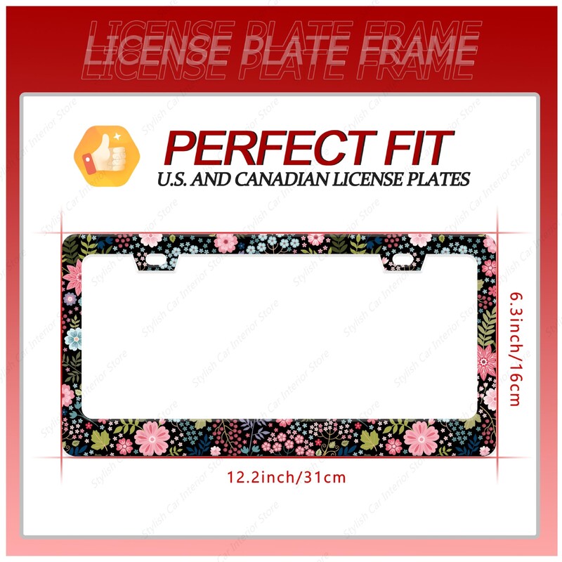 Okvir registarske pločice s cvijetom hibiskusa Cvjetni okvir registarske pločice Personalizirajte smiješni dizajn od nehrđajućeg čelika kompatibilan sa standardom