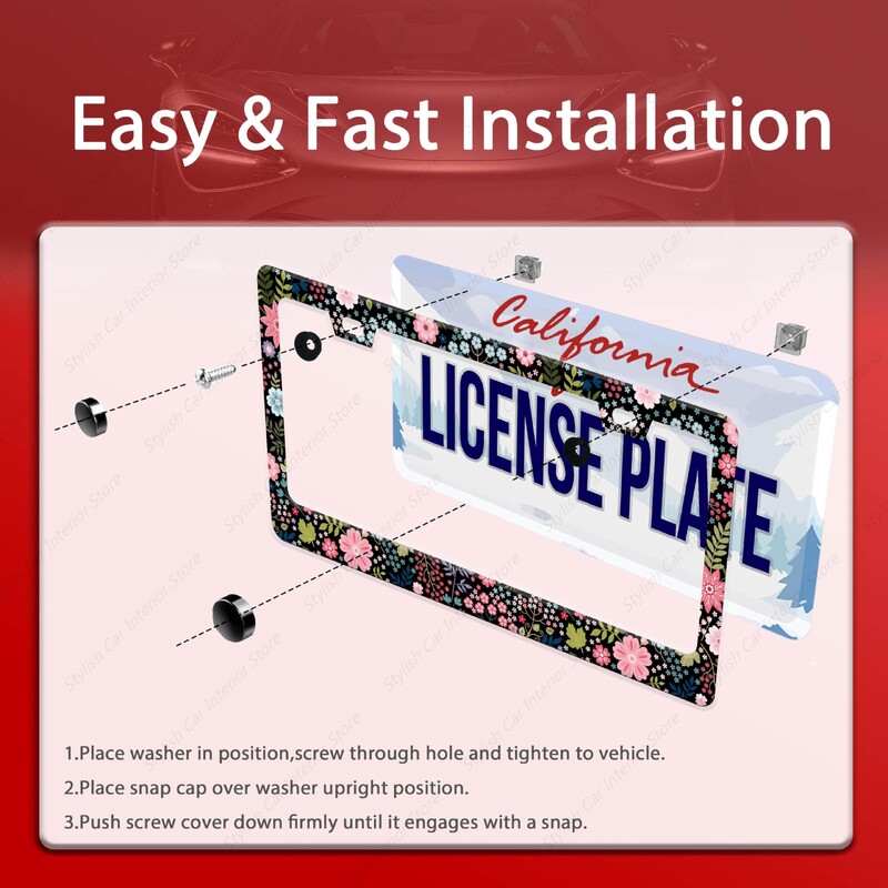 Okvir registarske pločice s cvijetom hibiskusa Cvjetni okvir registarske pločice Personalizirajte smiješni dizajn od nehrđajućeg čelika kompatibilan sa standardom