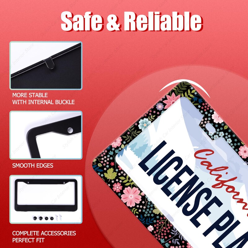 Okvir registarske pločice s cvijetom hibiskusa Cvjetni okvir registarske pločice Personalizirajte smiješni dizajn od nehrđajućeg čelika kompatibilan sa standardom