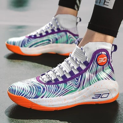 Vasaras basketbola apavi Vīriešu augstas augšdaļas Youth Warriors bērnu bumbu apavi Ādas augšējie balti ikdienas sporta apavi studentiem