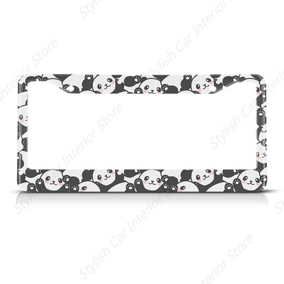 „Smile Panda“ valstybinio numerio rėmelis Mielas valstybinio numerio laikiklis Gražus gyvūno raštas Juokingas, laimingas automobilio etiketės rėmelis, valstybinis numeris