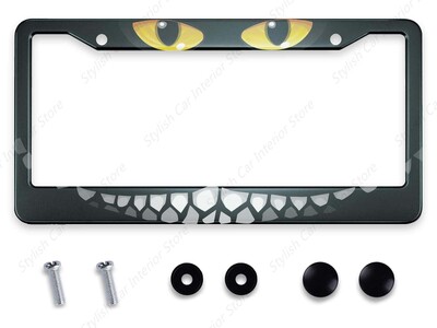 Γάτες Πλαίσιο πινακίδας Γκρι Λευκό Μαύρο Κουφώματα αυτοκινήτου, Κάτοχος πινακίδων Pet Funny Animal Kitten Πινακίδα Αλουμινίου