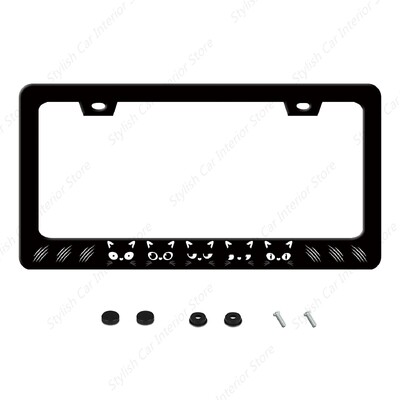 Γάτες Πλαίσιο πινακίδας Γκρι Λευκό Μαύρο Κουφώματα αυτοκινήτου, Κάτοχος πινακίδων Pet Funny Animal Kitten Πινακίδα Αλουμινίου