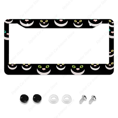 Γάτες Πλαίσιο πινακίδας Γκρι Λευκό Μαύρο Κουφώματα αυτοκινήτου, Κάτοχος πινακίδων Pet Funny Animal Kitten Πινακίδα Αλουμινίου