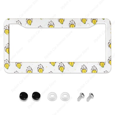 Γάτες Πλαίσιο πινακίδας Γκρι Λευκό Μαύρο Κουφώματα αυτοκινήτου, Κάτοχος πινακίδων Pet Funny Animal Kitten Πινακίδα Αλουμινίου