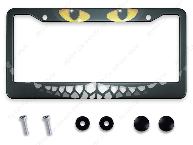 Γάτες Πλαίσιο πινακίδας Γκρι Λευκό Μαύρο Κουφώματα αυτοκινήτου, Κάτοχος πινακίδων Pet Funny Animal Kitten Πινακίδα Αλουμινίου