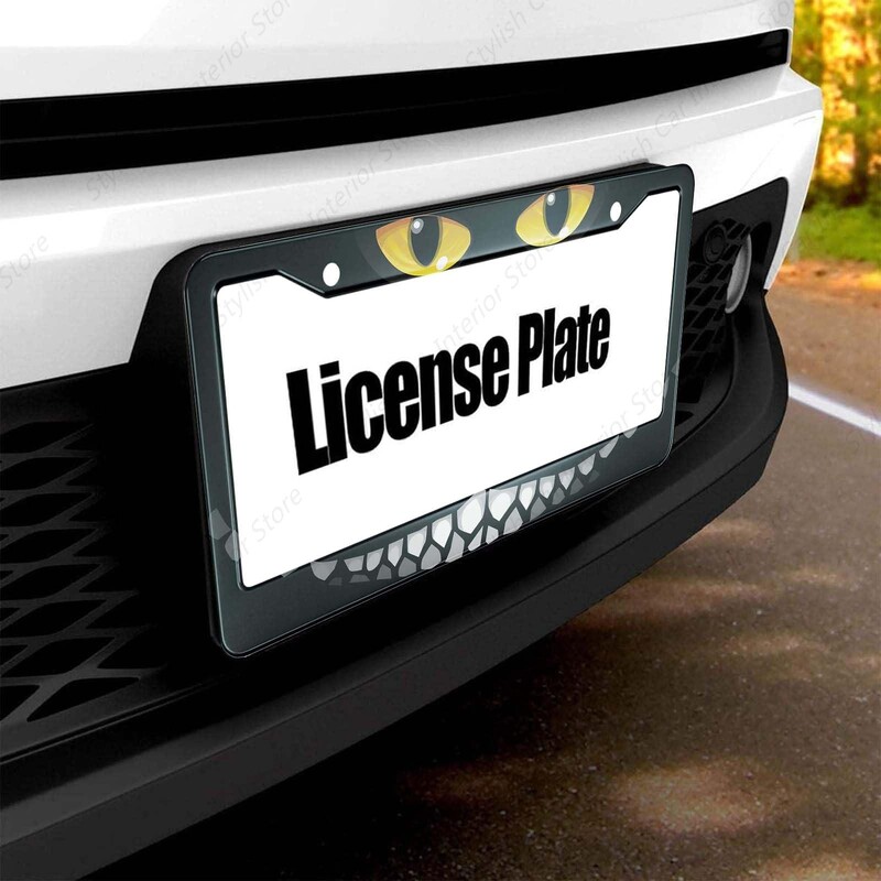 Γάτες Πλαίσιο πινακίδας Γκρι Λευκό Μαύρο Κουφώματα αυτοκινήτου, Κάτοχος πινακίδων Pet Funny Animal Kitten Πινακίδα Αλουμινίου