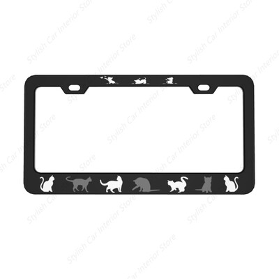 Kaķa numura zīmes rāmis Mājdzīvnieks kaķis dzīvnieks jauks numura zīmes turētājs Alumīnija Metāla Auto piederumi Personalizēti Piemērots ASV Kanādai