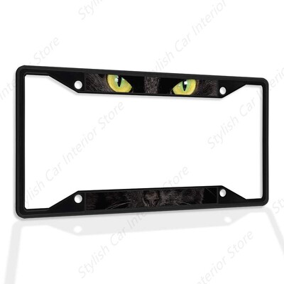 Kaķa numura zīmes rāmis Mājdzīvnieks kaķis dzīvnieks jauks numura zīmes turētājs Alumīnija Metāla Auto piederumi Personalizēti Piemērots ASV Kanādai