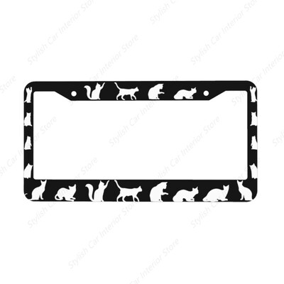 Kaķa numura zīmes rāmis Mājdzīvnieks kaķis dzīvnieks jauks numura zīmes turētājs Alumīnija Metāla Auto piederumi Personalizēti Piemērots ASV Kanādai