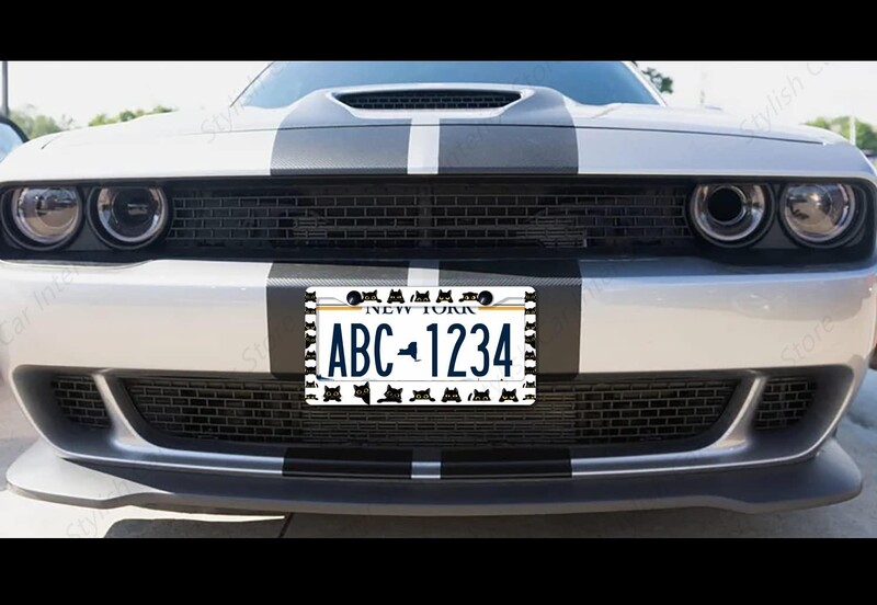 Kaķa numura zīmes rāmis Mājdzīvnieks kaķis dzīvnieks jauks numura zīmes turētājs Alumīnija Metāla Auto piederumi Personalizēti Piemērots ASV Kanādai