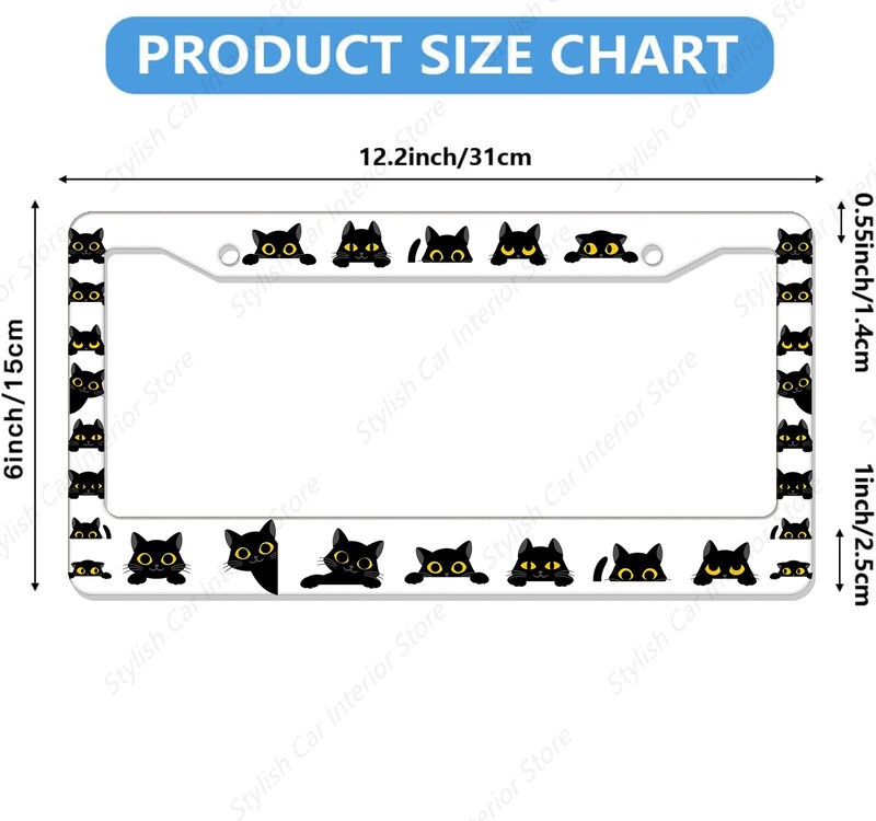 Kaķa numura zīmes rāmis Mājdzīvnieks kaķis dzīvnieks jauks numura zīmes turētājs Alumīnija Metāla Auto piederumi Personalizēti Piemērots ASV Kanādai