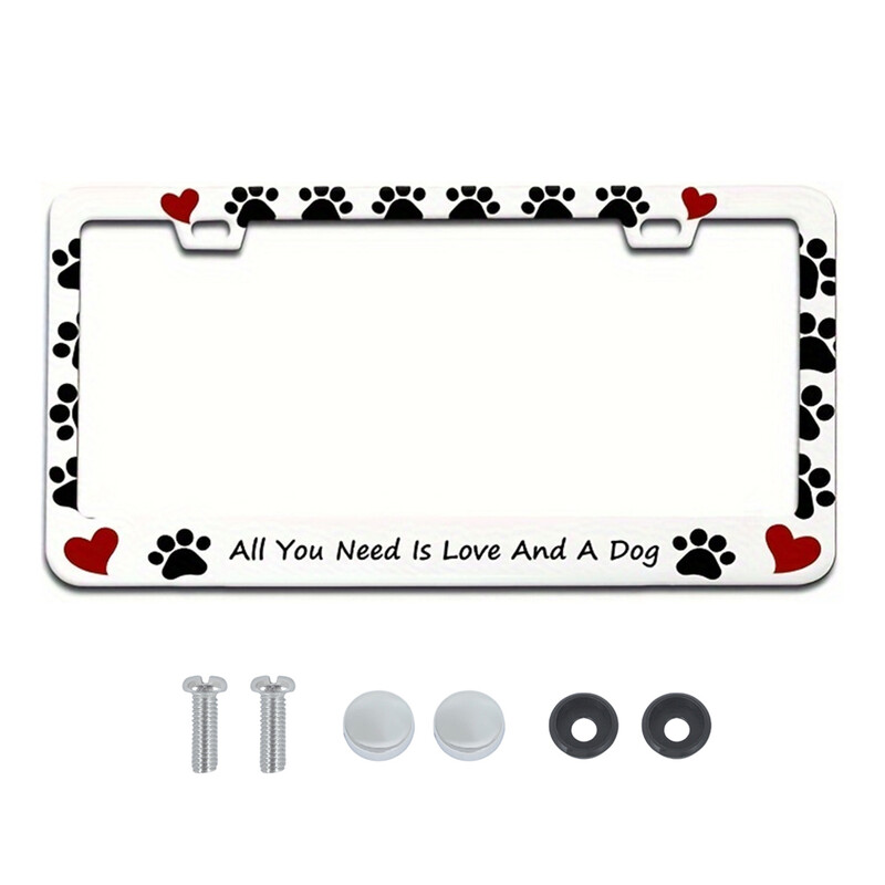 XCLPF ispis standardnog američkog okvira registarske pločice od aluminijske legure Pseća šapa s registarskom pločicom u obliku srca