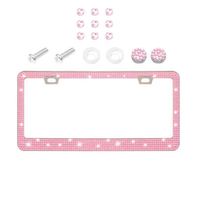 ΝΕΟ Πλαίσιο πινακίδας αυτοκινήτου Bling Crystal Γυναικείο Κάλυμμα Πλαίσιο Πλαισίου Rhinestone Αξεσουάρ αυτοκινήτου με βίδα 31*16cm