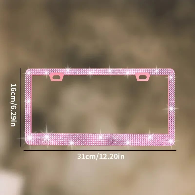 ΝΕΟ Πλαίσιο πινακίδας αυτοκινήτου Bling Crystal Γυναικείο Κάλυμμα Πλαίσιο Πλαισίου Rhinestone Αξεσουάρ αυτοκινήτου με βίδα 31*16cm