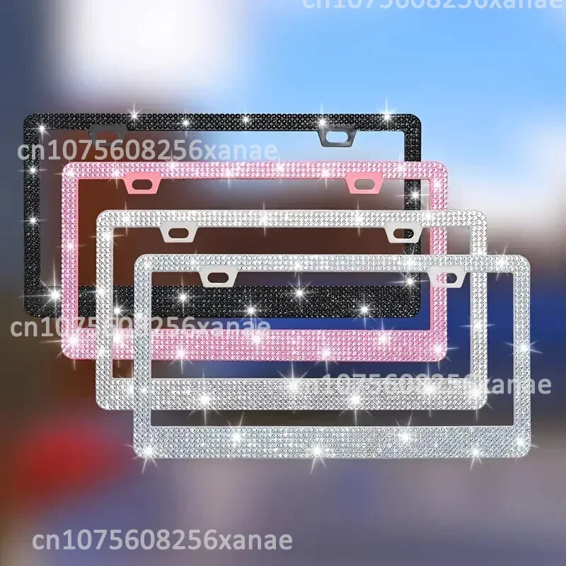 ΝΕΟ Πλαίσιο πινακίδας αυτοκινήτου Bling Crystal Γυναικείο Κάλυμμα Πλαίσιο Πλαισίου Rhinestone Αξεσουάρ αυτοκινήτου με βίδα 31*16cm