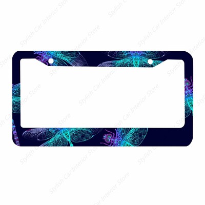 Blue Dragonfly Πλαίσιο πινακίδας Ακουαρέλα Ζώο Κουφώματα Αυτοκινήτων, Πινακίδες Πινακίδας Κάτοχος Έργα τέχνης Όμορφη Πινακίδα Αλουμινίου