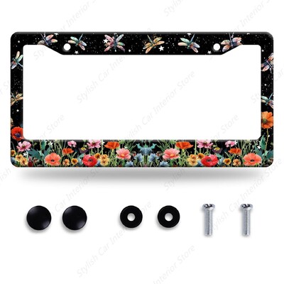 Blue Dragonfly Πλαίσιο πινακίδας Ακουαρέλα Ζώο Κουφώματα Αυτοκινήτων, Πινακίδες Πινακίδας Κάτοχος Έργα τέχνης Όμορφη Πινακίδα Αλουμινίου