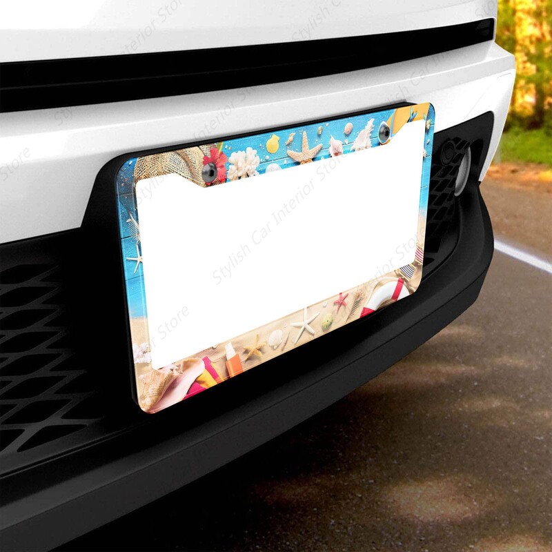 Dekorativni okvir za registarske pločice za plažu Ocean Palme Valovi Okvir za oznake automobila Aluminijski držač za automobilske tablice za muškarce Žene