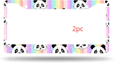 2 pack automašīnu numura zīmju rāmji Cute Baby Panda Lovely Bear Animals Alumīnija automašīnu piederumi ar 4 caurumiem un skrūvēm 12x6 collas