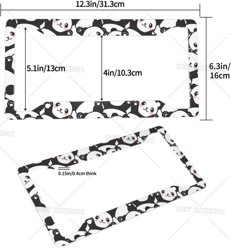 2 paketa okvira za automobilske registarske pločice Slatka beba panda, divni medvjedi, životinje, aluminijski dodaci za automobile s 4 rupe i vijcima 12x6 inča