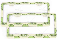 Zaļā varde numura zīmju rāmji 2 komplekti jaukas vardes Automašīnas birku vāciņš ar caurumiem un skrūvēm alumīnija dzīvnieki multfilmas auto dekoratīvs materiāls