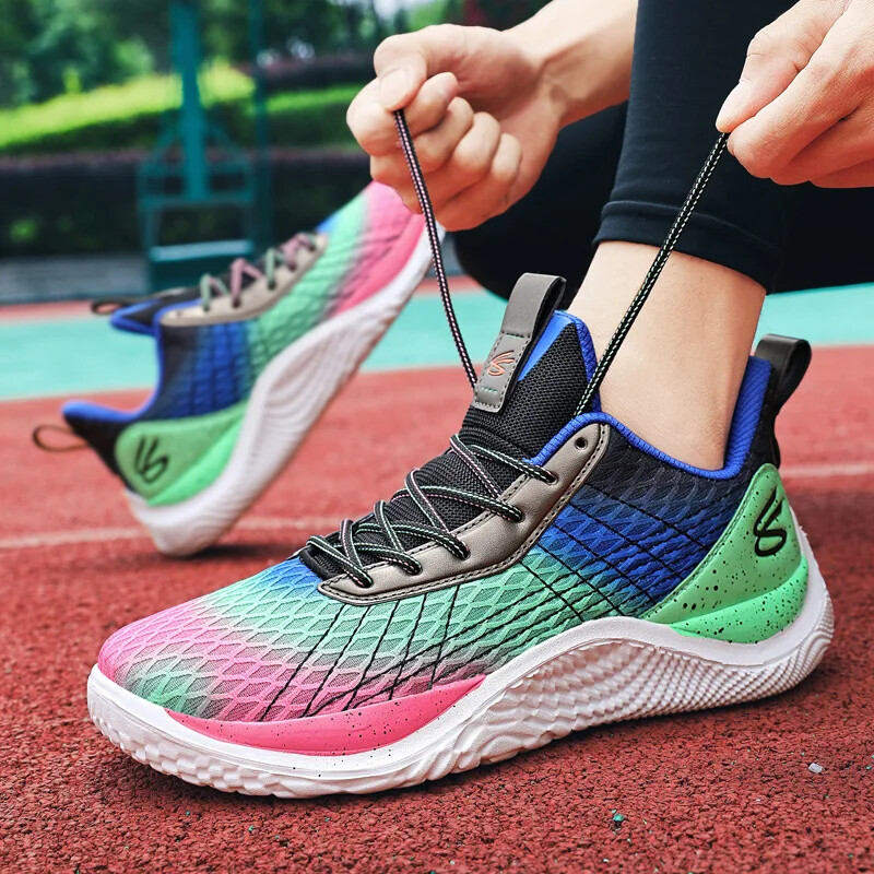 Unisex Παπούτσια μπάσκετ με αναπνεύσιμο πλέγμα Ελαφρά παπούτσια για τρέξιμο με απορρόφηση κραδασμών Μοντέρνα παπούτσια σε στυλ ζευγαριού