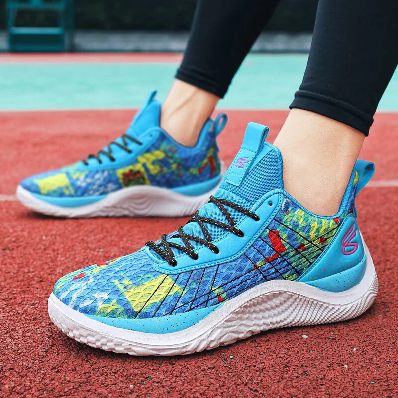 Unisex Παπούτσια μπάσκετ με αναπνεύσιμο πλέγμα Ελαφρά παπούτσια για τρέξιμο με απορρόφηση κραδασμών Μοντέρνα παπούτσια σε στυλ ζευγαριού