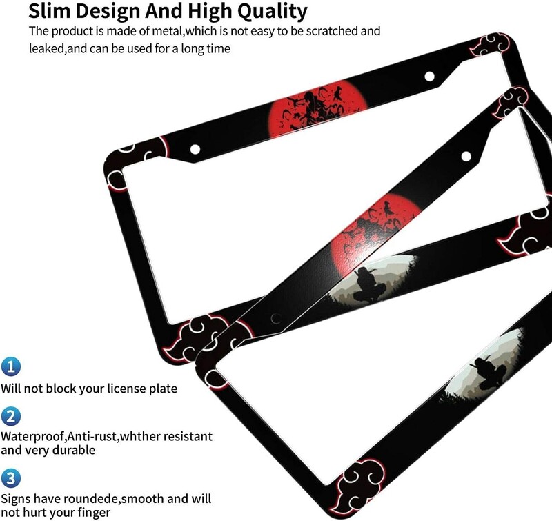 Anime Warrior Pattern automašīnas numura zīmes rāmis, 2 komplektu numura zīmes turētājs ar 2 caurumiem automašīnas etiķetes rāmi sievietēm vīriešiem ASV transportlīdzekļiem