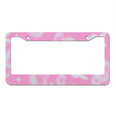 Pink Flower Animal Fruit Series Alumīnija sakausējums Amerikāņu automašīnas numura zīmes pārsegs Automašīnas apdare Pielāgojama