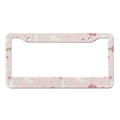 Pink Flower Animal Fruit Series Alumīnija sakausējums Amerikāņu automašīnas numura zīmes pārsegs Automašīnas apdare Pielāgojama